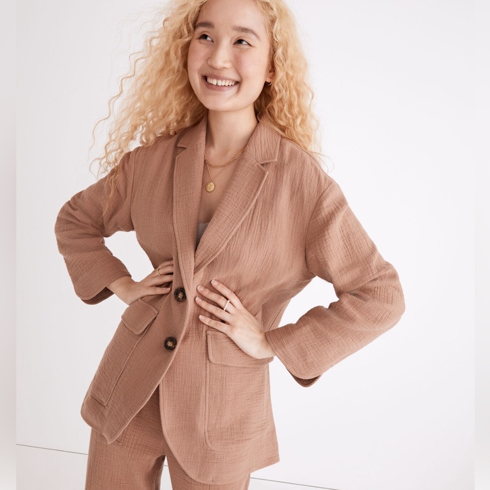 Madewell Cotton-Linen Relaxed Larsen Blazer | M | GUC